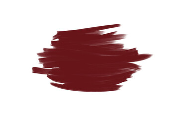 Expressive Textured Dark Maroon Paint Brush Stroke Swatch with Visible Hairs and Transparent Background