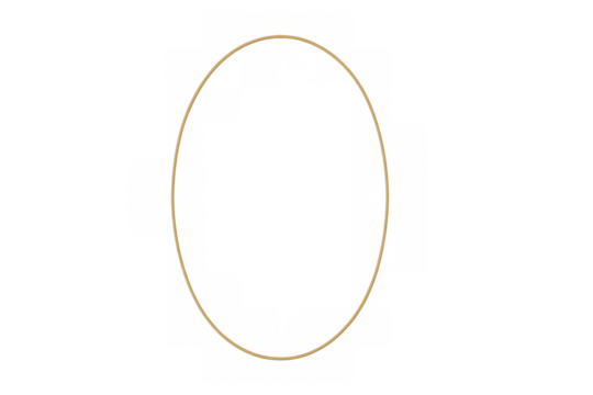 Gold oval ellipse shape creating a minimal frame or border element on a transparent background, offering a simple geometric design - Powered by Adobe