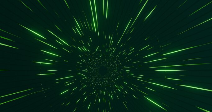 Green Neon Digital Tunnel Perspective | Futuristic Geometric Background