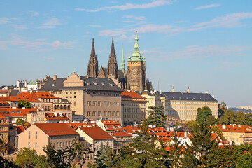 Summer view of Hradcany with popular tourist destination Prague Castle, Czech Republic.