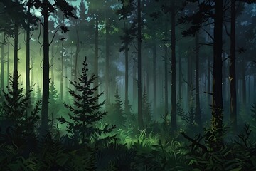 misty morning in the forest