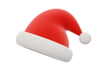Festive santa hat with white trim on a clean black studio background on transparent background
