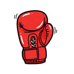 Red boxing glove with motion lines on white background  