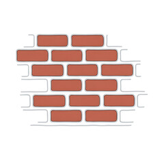 Red brick wall with white mortar in a flat design style  