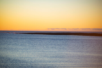 Calm Ocean Horizon at Sunset in Akranes, Iceland