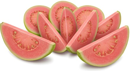 Elegant Close-Up of Guava Slices with Soft, Even Lighting