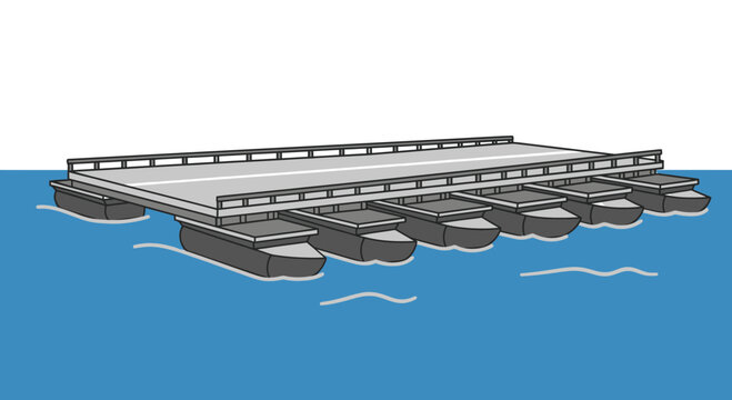 Floating bridge illustration symbolizing infrastructure over water bodies innovation