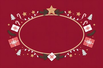 Festive christmas background with frame for text and holiday themed decorations