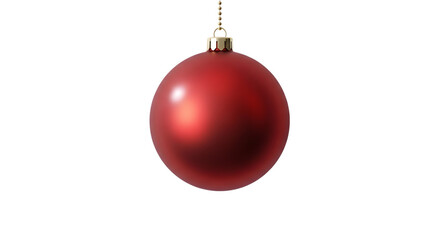 Red christmas ornament hanging, isolated on transparent background
