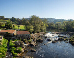 Tambre river and the water mill in Ponte Maceira