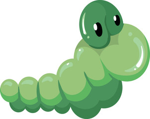 A green caterpillar with a big head