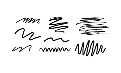 Hand drawn scribble lines set on white background