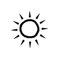 Simple hand drawn sun illustration black and white
