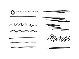 Hand drawn scribble lines and underlines vector set