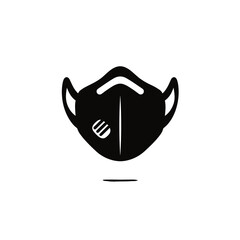 Obraz premium Stylized protective face mask icon with ear loops and a circular ventilation valve on a white background