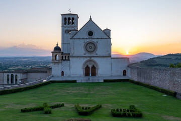 Naklejka premium Papal Basilica and Sacred Convent of Saint Francis - Assisi, Italy