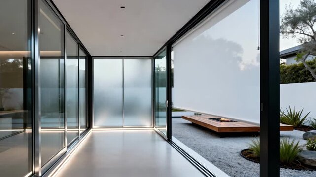 Contemporary freestanding glass enclosure designed to maximize natural light perfect for yearround outdoor enjoyment