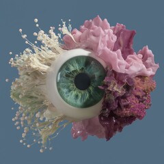 surreal eyeball with soft colors and organic shapes creating abstract artistic scene in vibrant modern design