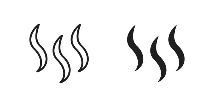 Heat icon flat and thin stroke vector pack. Editable icons set