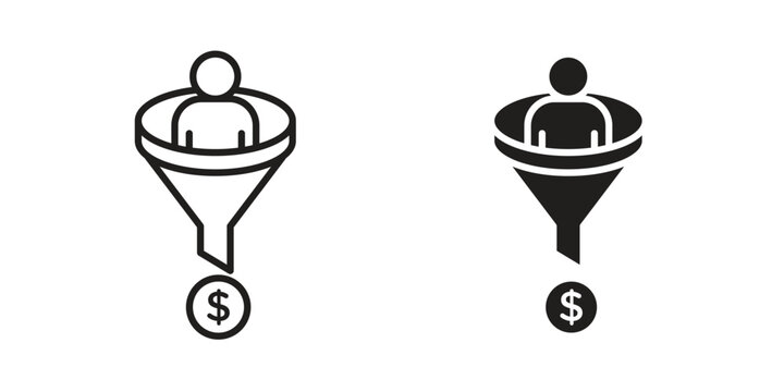 Lead conversion icon flat and thin stroke vector pack. Editable icons set