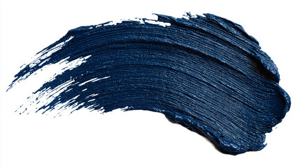 Dark navy blue paint brush stroke on a clean background expressing depth elegance movement and creative energy with rich texture and bold artistic contrast
