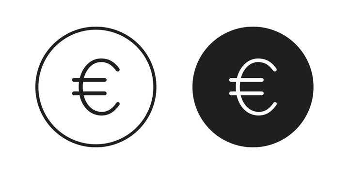 Euro icon set. Outline symbol editable.