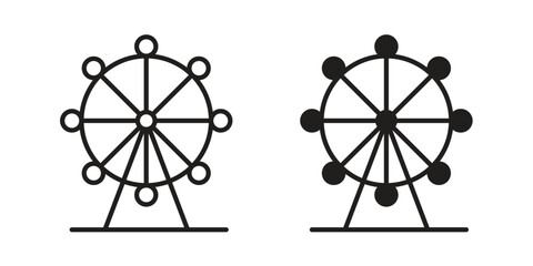 Ferris wheel icon set. Outline symbol editable.