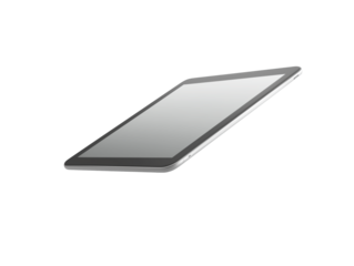 Tablet resting on a flat surface showcasing modern design and sleek edges in a neutral setting