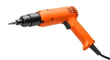Orange Electric Screwdriver Power Tool Isolated on White Background for DIY and Professional Use
