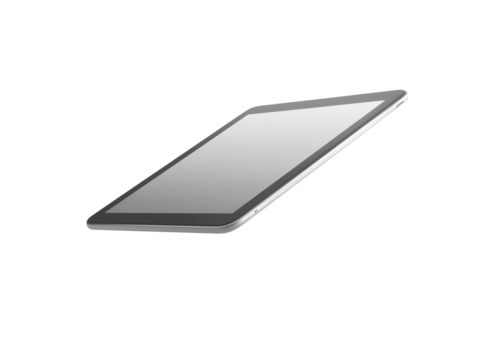 Tablet resting on a flat surface showcasing modern design and sleek edges in a neutral setting