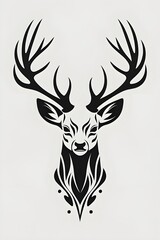 Majestic Deer Head With Antlers Tribal Vector Art