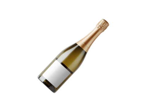 Sparkling wine bottle with a blank label, perfect for celebrations and special events