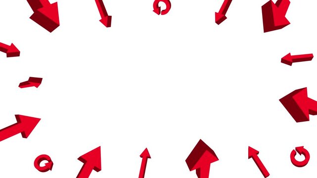 Animated design of red arrows pointing to the center of the blank screen