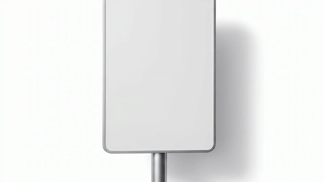 This clean, modern video features a pristine, blank vertical digital display screen, perfect for showcasing your custom content. The sleek design with rounded corners and a metallic frame stands again