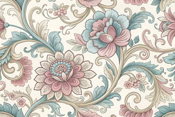 Bold and exotic floral pattern on dark background