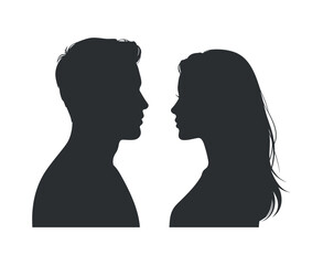 Silhouette of Man and Woman Looking at Each Other