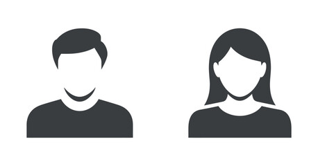 Generic avatar for man and woman silhouette set