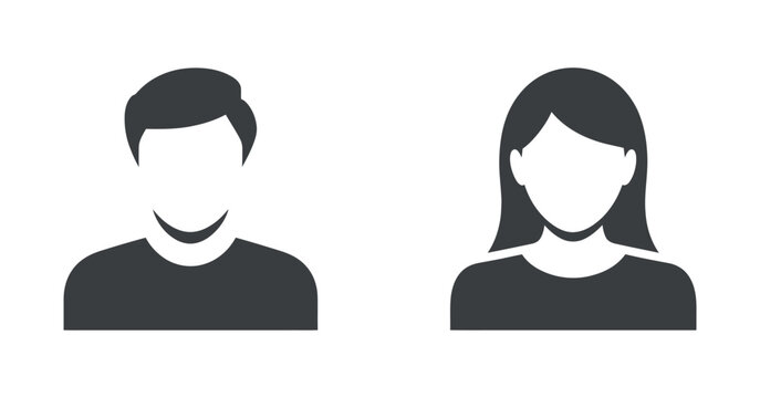 Generic avatar for man and woman silhouette set