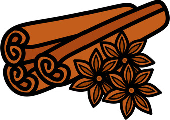 Cinnamon Sticks and Star Anise Illustration
