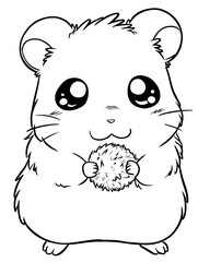 Cartoon Hamster Line Art Illustration