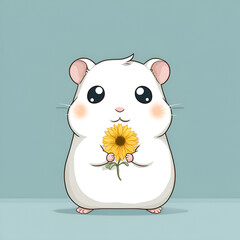 Cute Hamster with Sunflower
