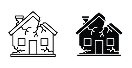 House damage icon graphic design. Vector icon illustrations