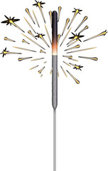 A firework is lit and the flames are shooting out of the top