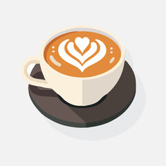 Latte heart coffee vector design
