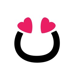 Minimalist black ring icon with two pink hearts forming a stylized expression of love.
