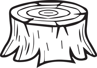Tree Stump Line Drawing  Simple Vector Graphic