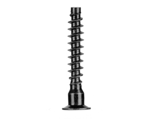 Black metal countersunk hex screw isolated on white. Suitable for mechanical repair, industrial design, construction tools, parts catalogs and engineering resources.