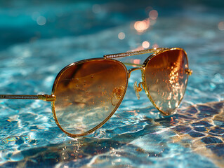 Sunglasses Floating in Pool Water