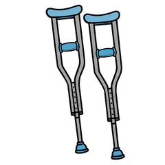 colourful Medical crutches illustration icon for walking aid support