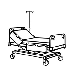 line drawing Adjustable hospital bed illustration icon for patient room